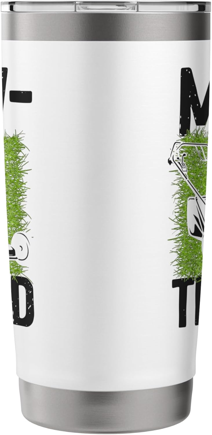 Lawn Mower Mowing Dad Father Landscaper Vintage Mow-Tivated Stainless Steel Insulated Tumbler