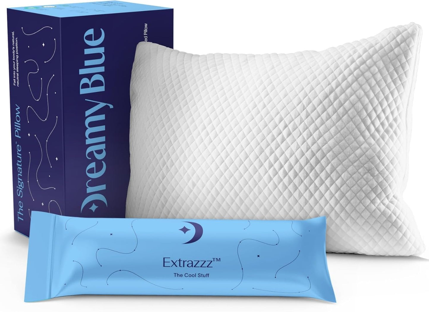 DreamyBlue Signature Pillow w/Adjustable Loft • Shredded Memory Foam F