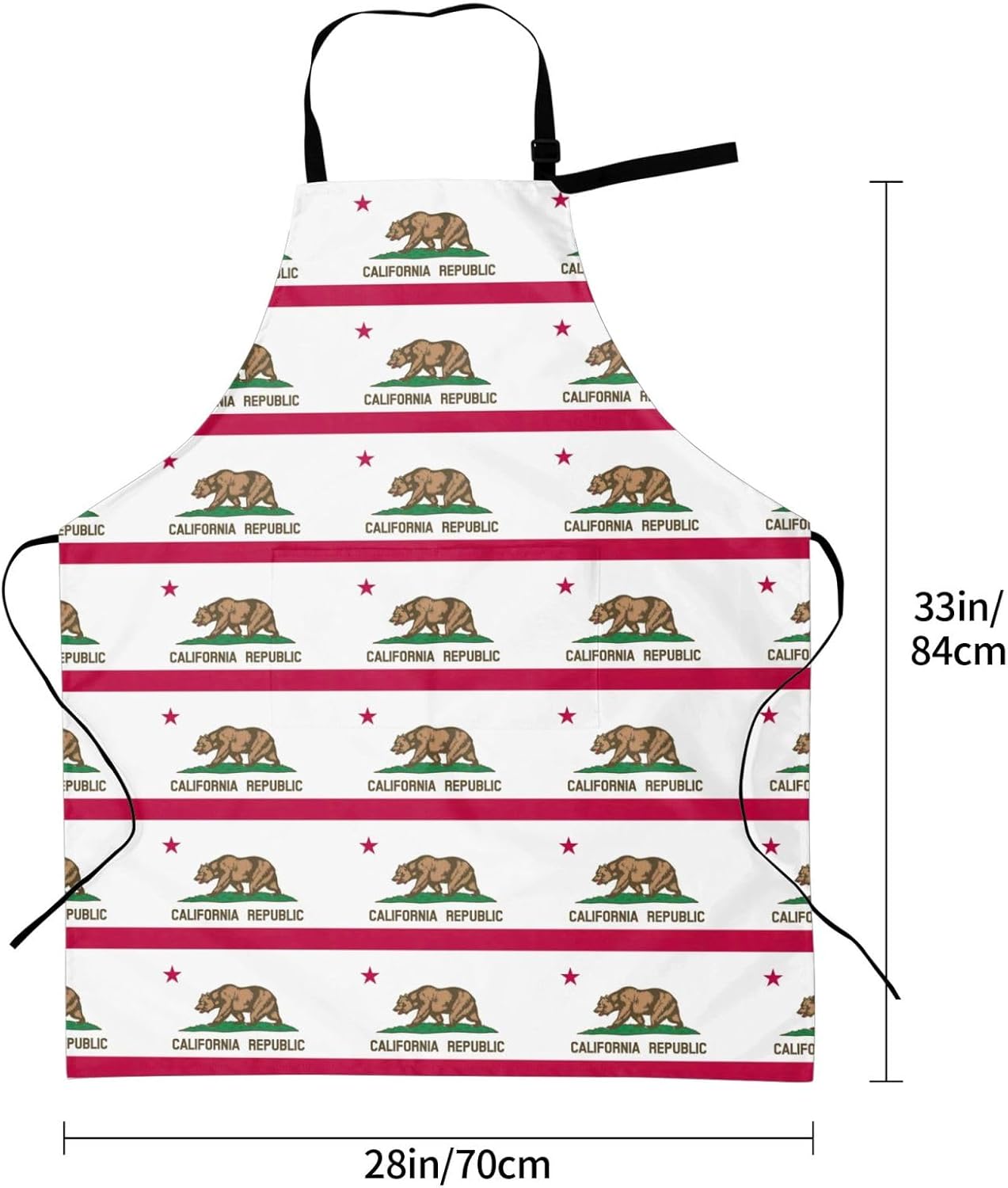 YANYU California state flag Print 28x33 In Kitchen Apron Stylish Chef Apron with Pockets for Cooking Baking Painting
