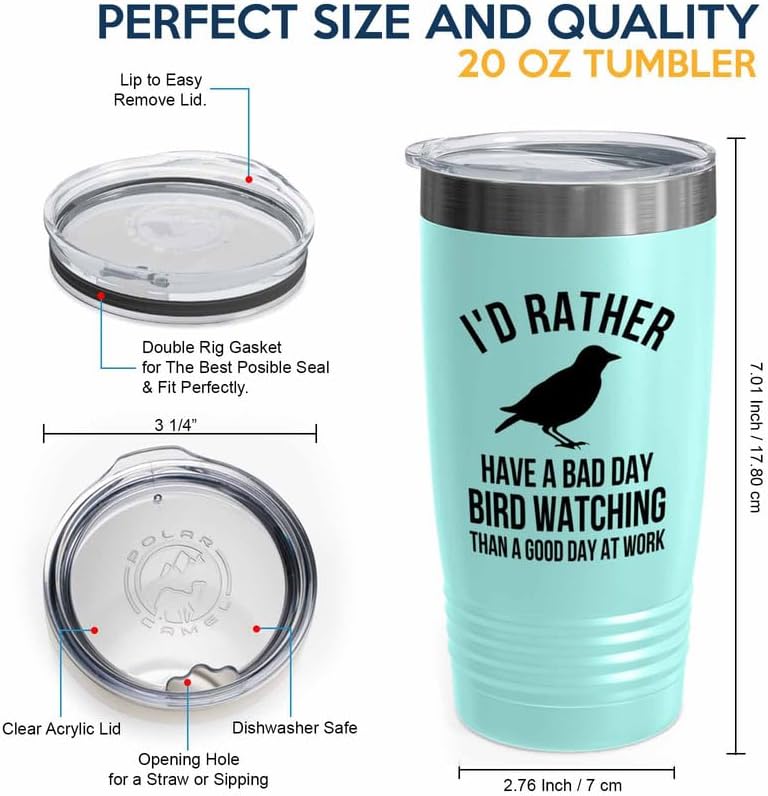 Birding Teal Edition Viking Tumbler 20oz - Bad day bird watching - Bird Feeder Backyard Birdwatcher Gifts Birding Bird Lover