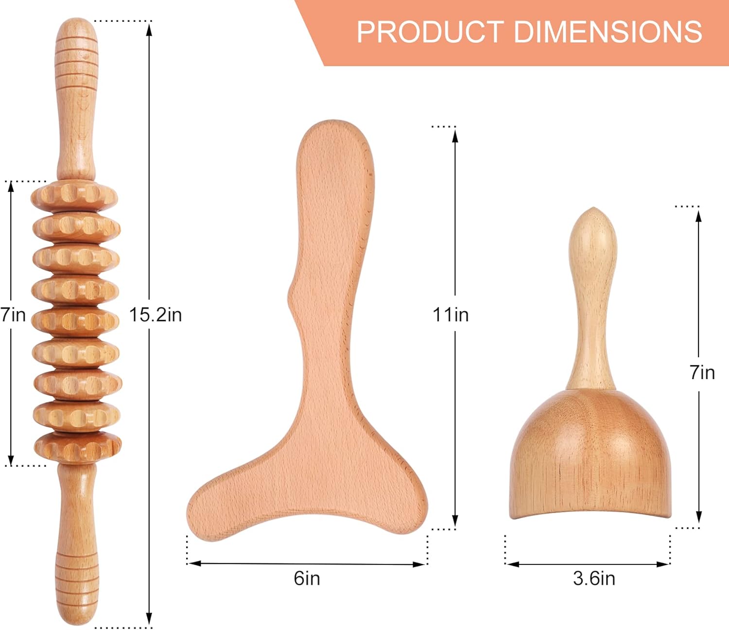 3-in-1 Wood Therapy Massage Tools Lymphatic Drainage Massager Wooden M