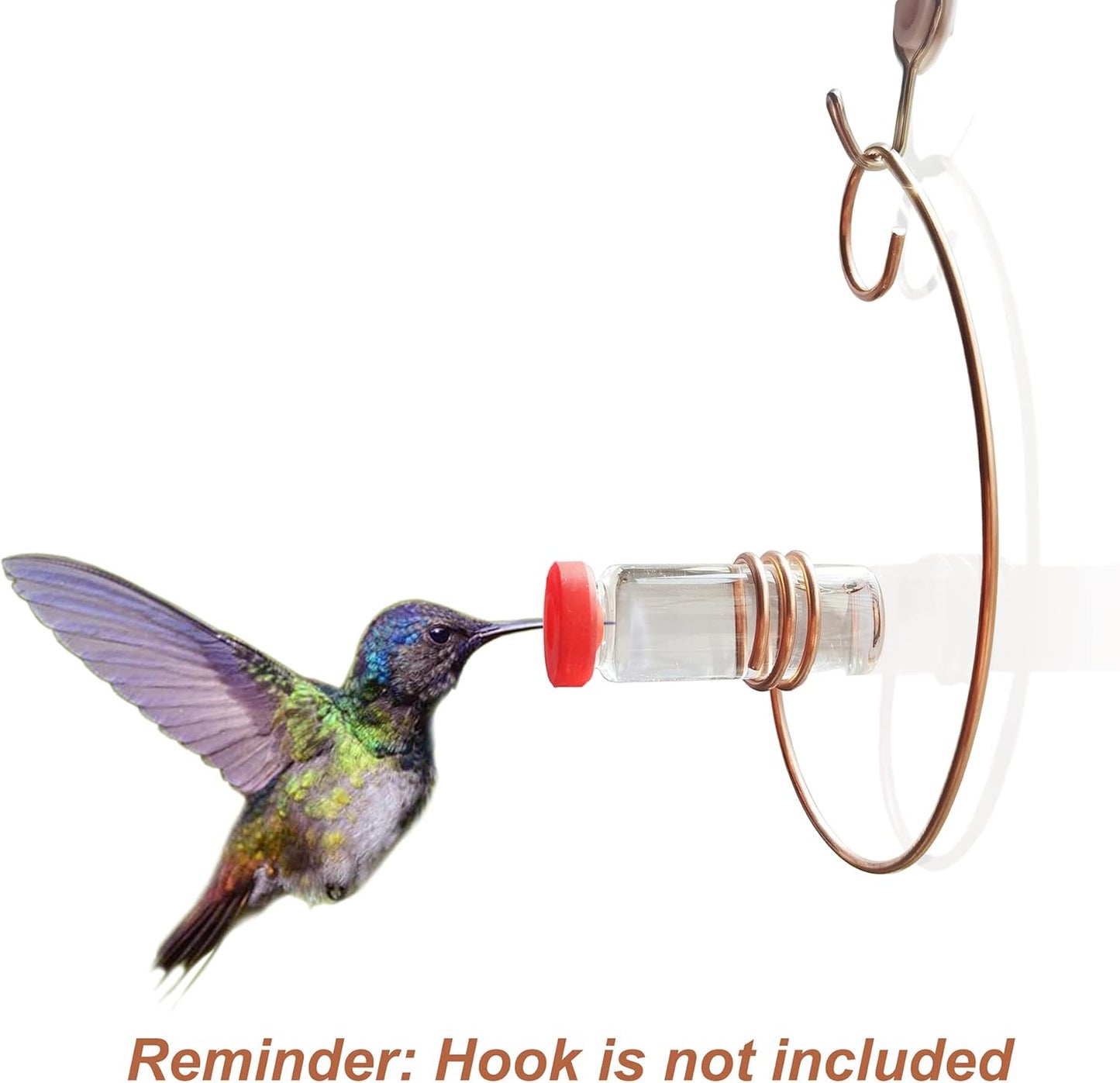 Hummingbird Feeder for Outdoors Hanging Hand-Held Spiral Decorations Copper Water Feeders with Glass Bottles 3 Pcs