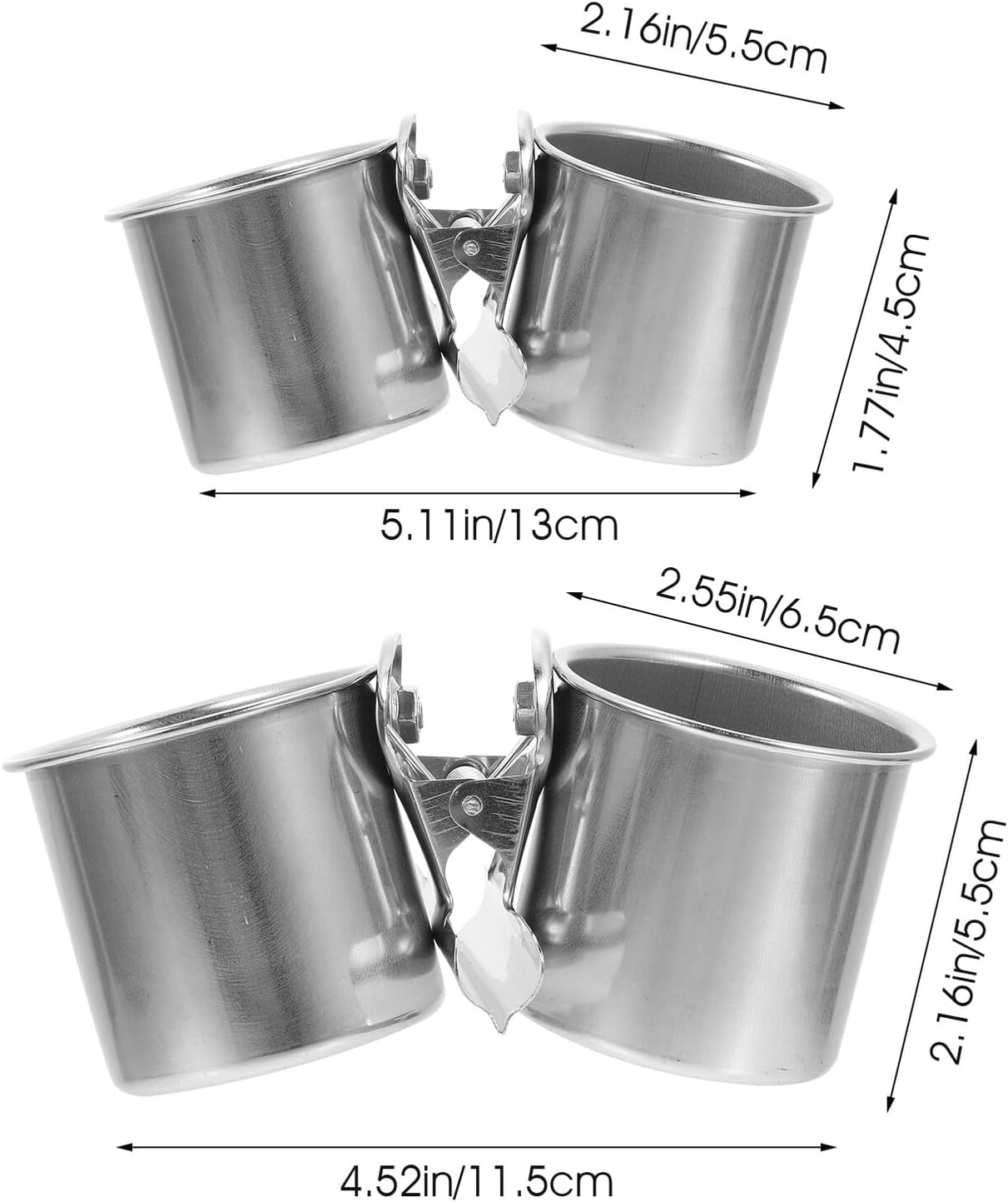 PRETYZOOM 2pcs Stainless Steel Bird Feeder Cups with Clip Holder Small and Medium Parrot Food Bowls for Bird Cage Feeding Sturdy Cage Food Holders for Parrots