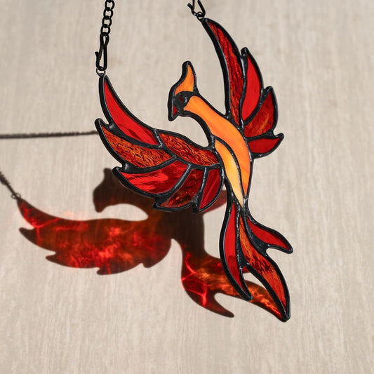 Phoenix Decor Stained Glass Window Hangings,Phoenix Themed Gifts Stain