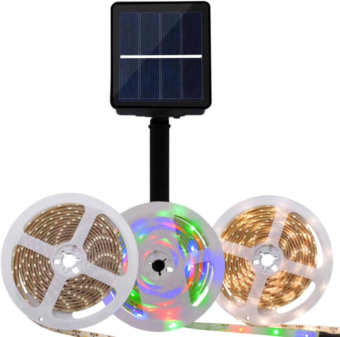 Solar Tape Lights Outdoor LED Strip Warm White 3500k Solar Powered Garden Lawn Lighting for Patio Porch Yard Decoration