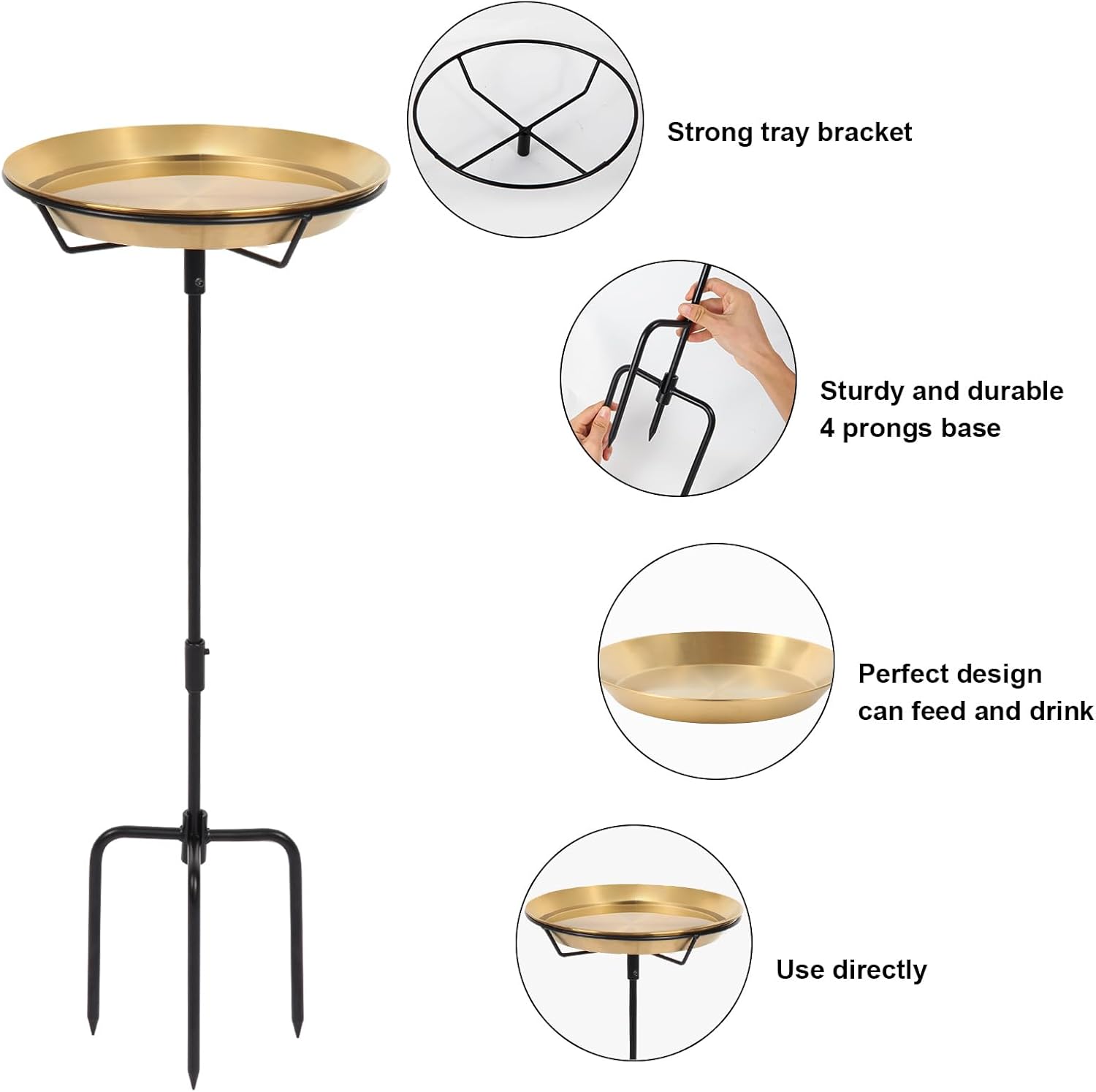 Standing Bird Bath Bird Feeder Bowl with 29.1 inch Iron Stand - Detach
