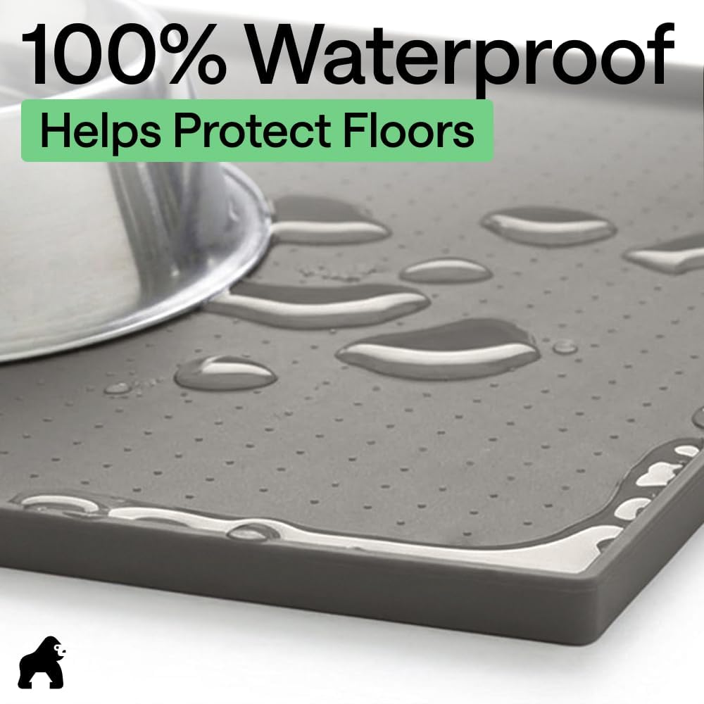 GORILLA GRIP 100% Waterproof Raised Edge BPA Free Silicone Pet Feeding