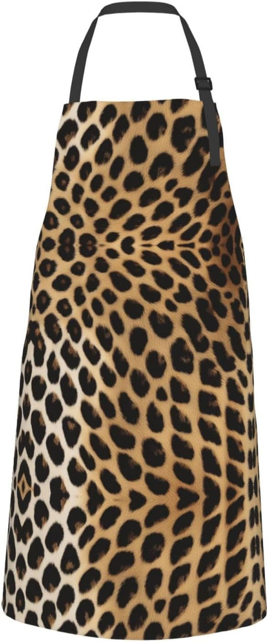 YANYU Leopard Print Print 28x33 In Kitchen Apron Stylish Chef Apron wi