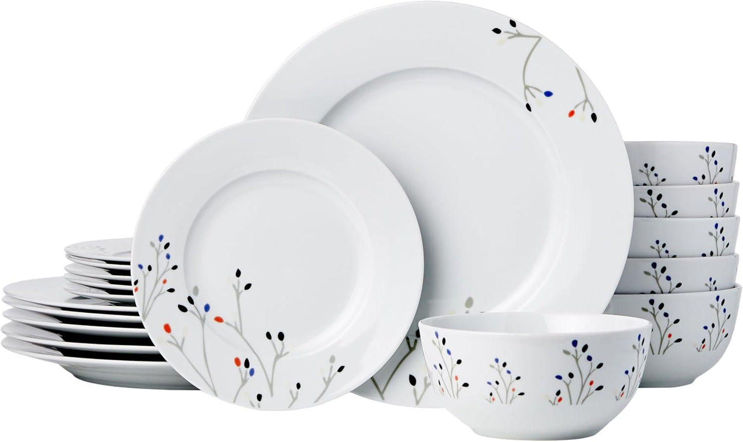 Amazon Basics Dinnerware Set, Microwave and Dishwasher Safe, Service f