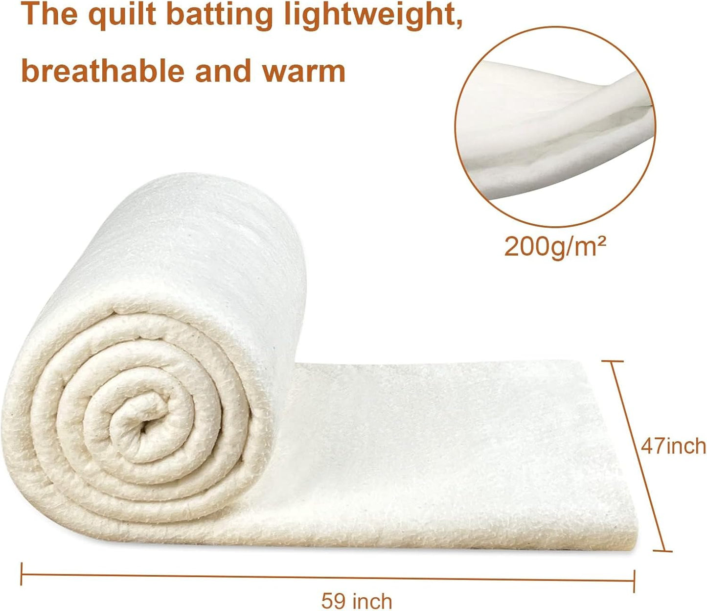 PLANTIONAL Grinding Natural Cotton Quilt Batting: 47-Inch x 59-Inch Li