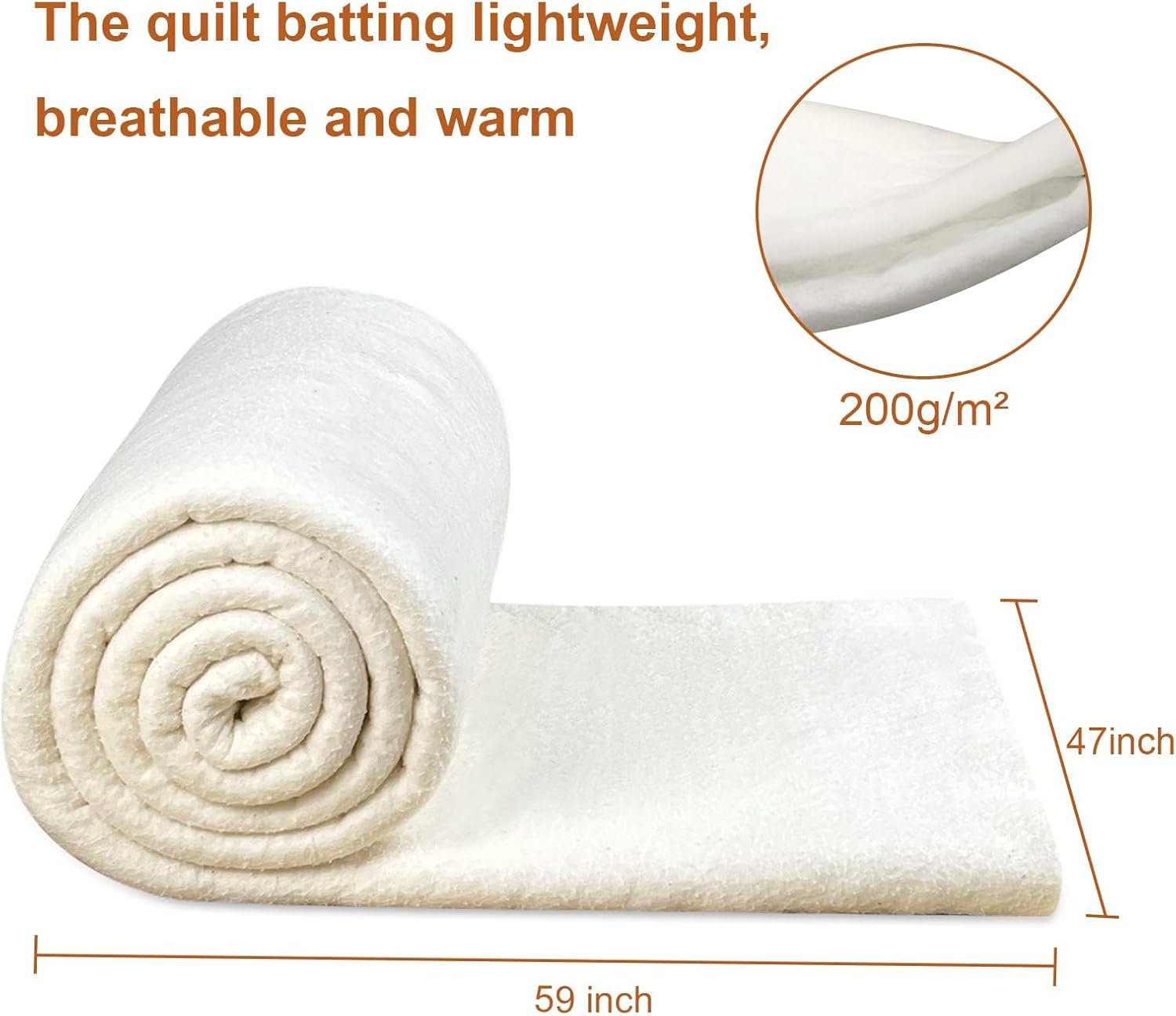PLANTIONAL Grinding Natural Cotton Quilt Batting: 47-Inch x 59-Inch Li