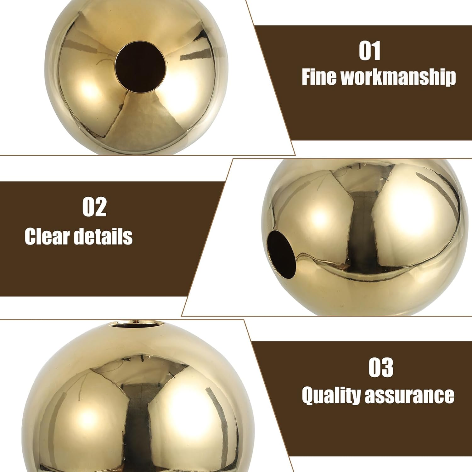 FAVOMOTO Gold Electroplated Ceramic Ball Vase Large Bulbous Flower Pot