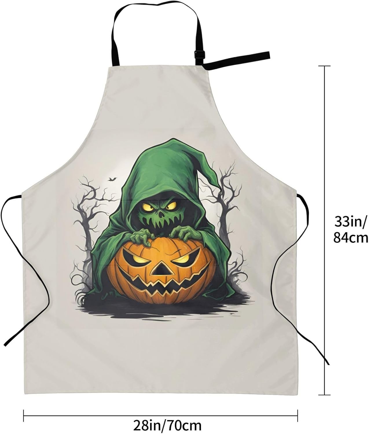 Green Ghost Horror Halloween Pumpkin 1 print Waterproof chef's apron w