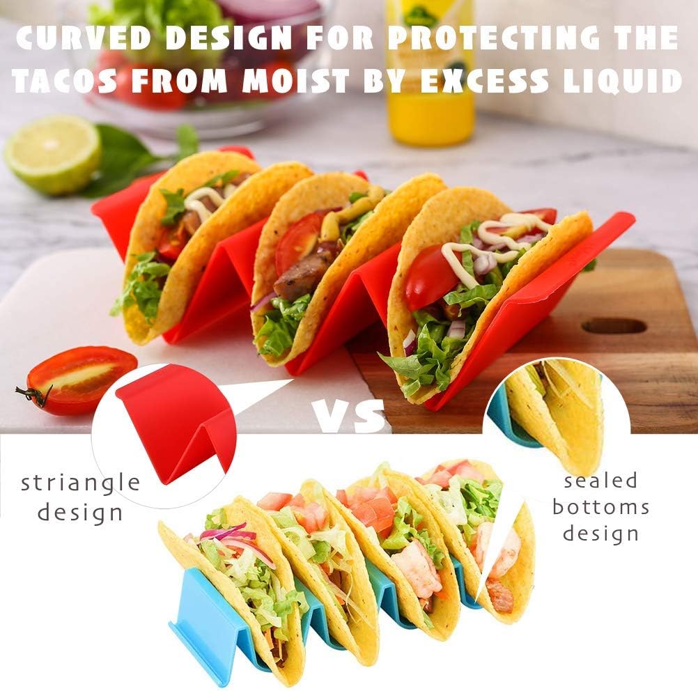 Aichoof Colorful Taco Holder Stands Set of 6 - Premium Large Tray Plat