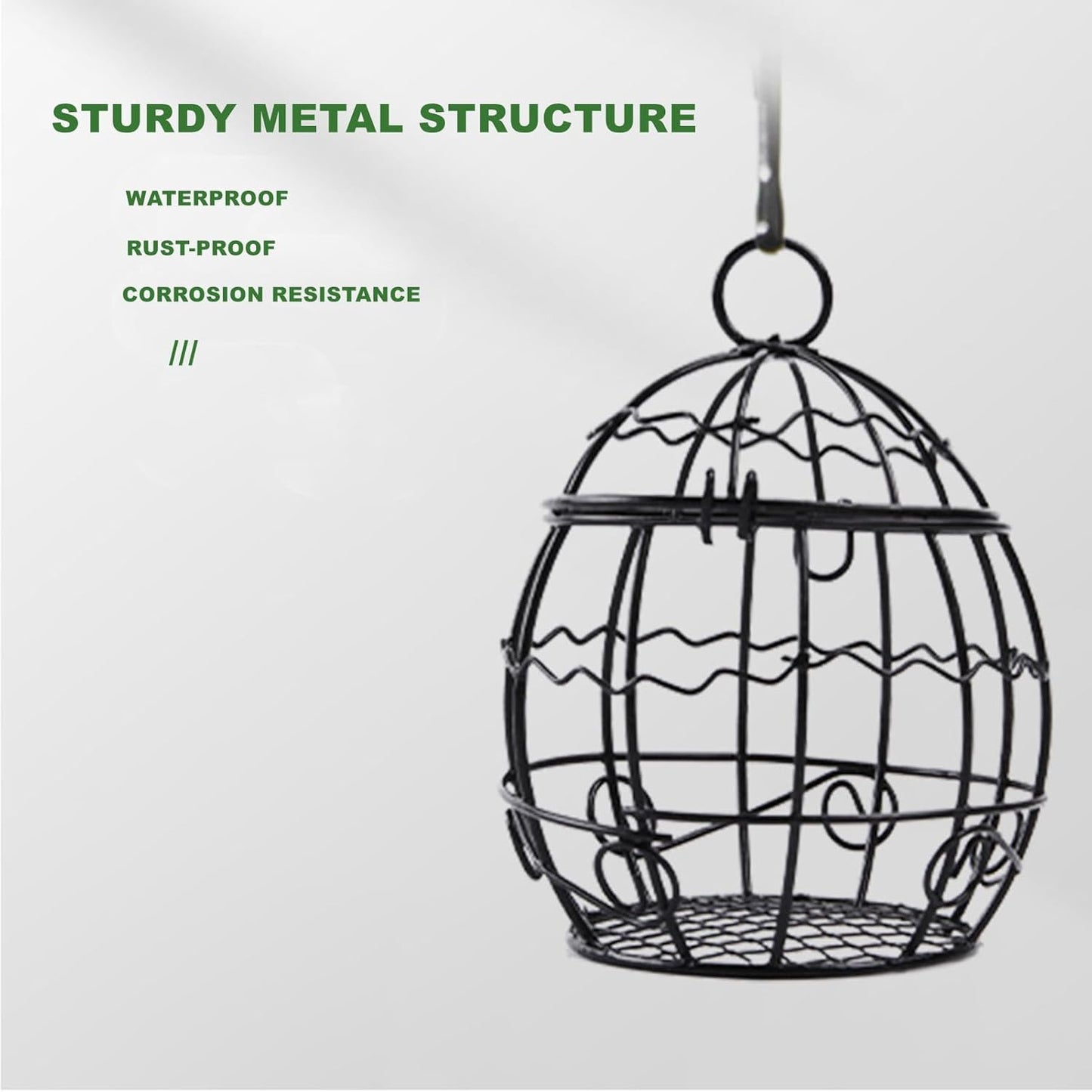 Chchmu Bird Feeders for Outdoors, 2 Pcs Metal Birdcage Shaped Bird See