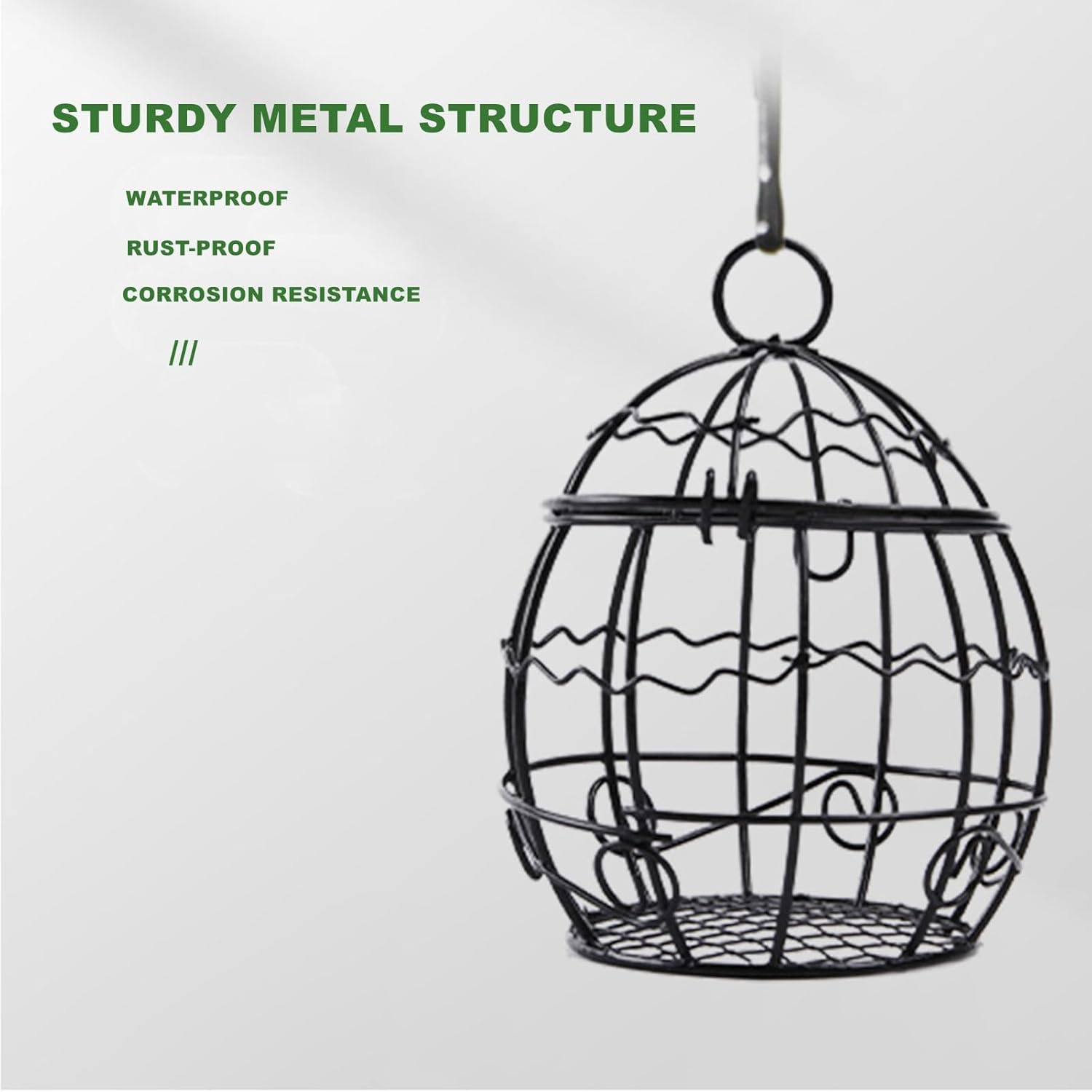 Chchmu Bird Feeders for Outdoors, 2 Pcs Metal Birdcage Shaped Bird See