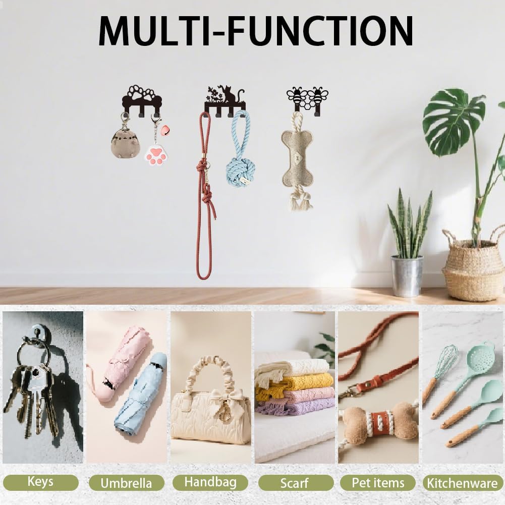 Cute bee Key Holder for Wall Mini Black Iron Key Hooks Wall Mounted Ke