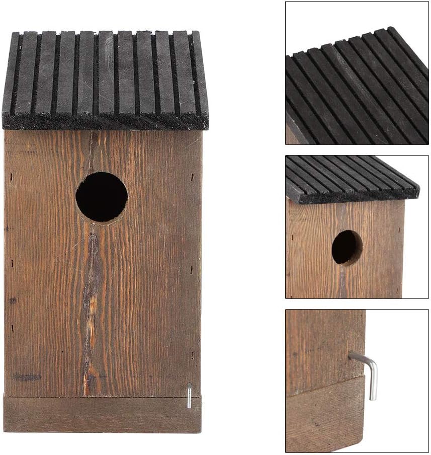 Wood Bird House, Hanging Bird Nesting Box, Woody Woodpecker House Wood