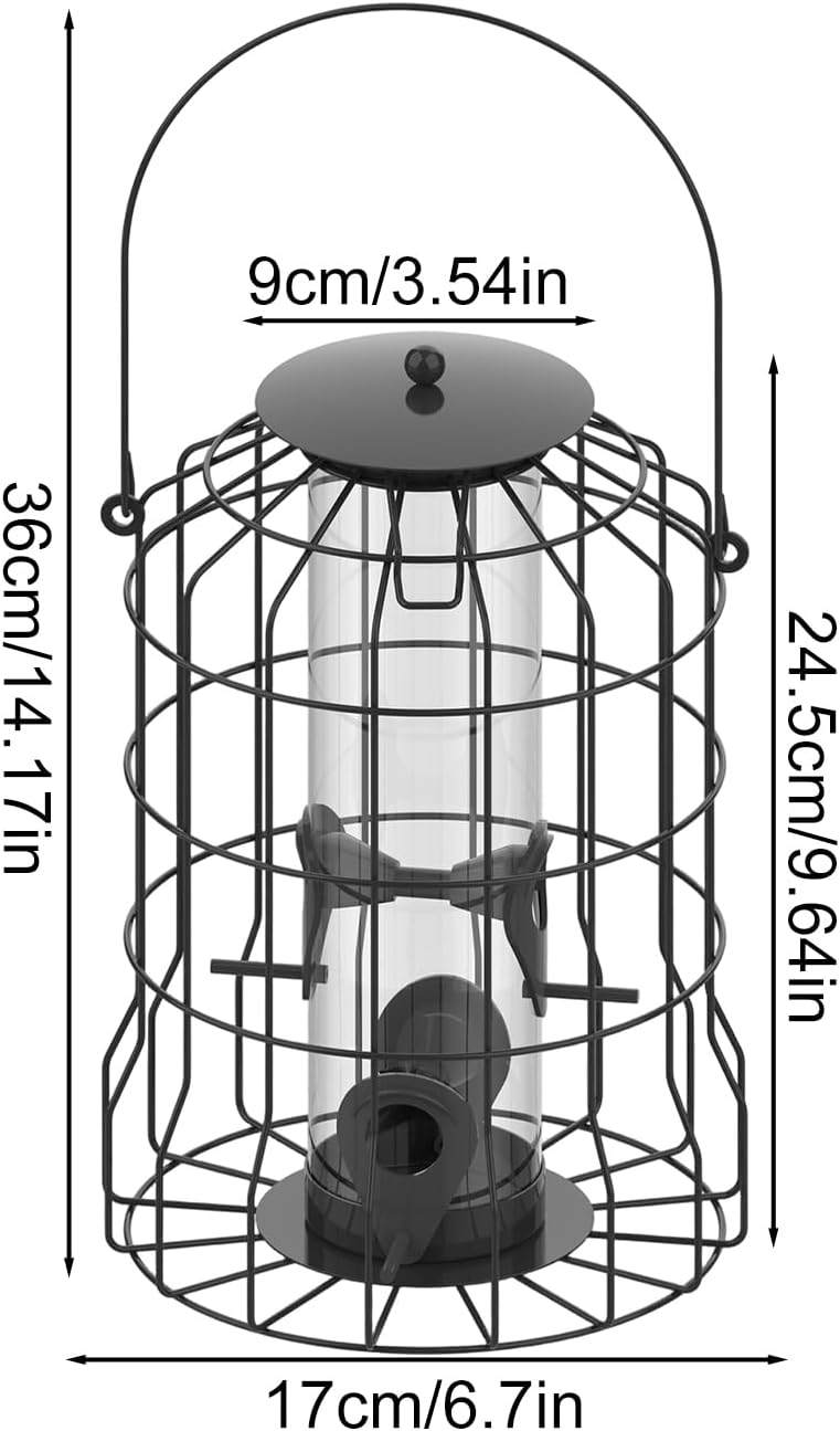 Bird Feeder, 4-Port Weatherproof Squirrel-Proof Metal Large Outdoor Ha