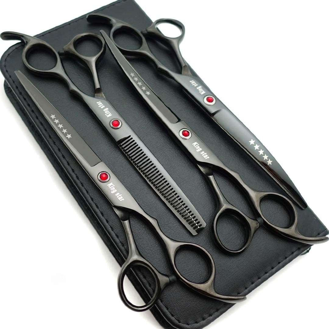 7.0in Titanium Professional dog Grooming Scissors set,Straight & Thinn