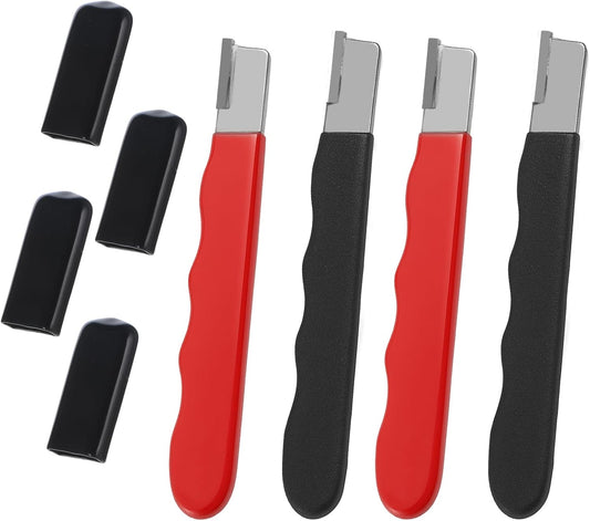 4Pcs Garden Tool Blade Sharpener, Pocket Blade Sharpener for Garden Tools Multipurpose Usage Knife Sharpeners for Pruning Shears, Hedge Scissors, Clippers, Pocket Knives, and More (2, Red+Black)