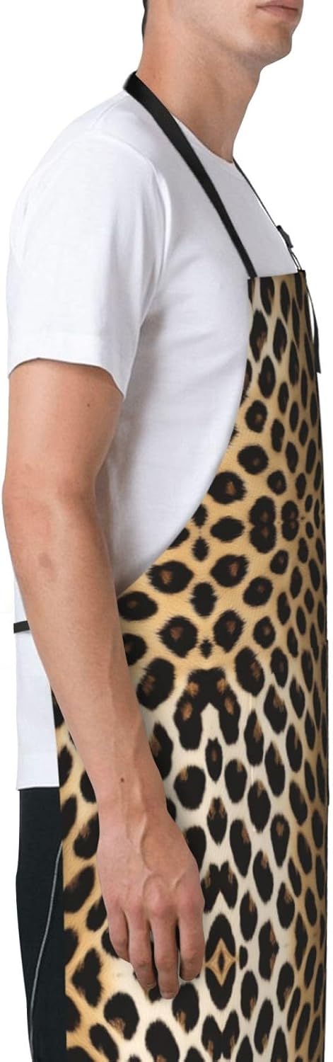 YANYU Leopard Print Print 28x33 In Kitchen Apron Stylish Chef Apron wi