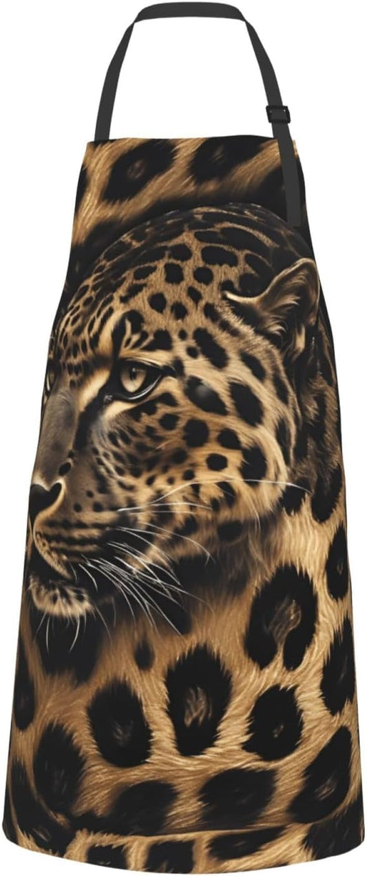 YANYU Leopard Print Print 28x33 In Kitchen Apron Stylish Chef Apron wi