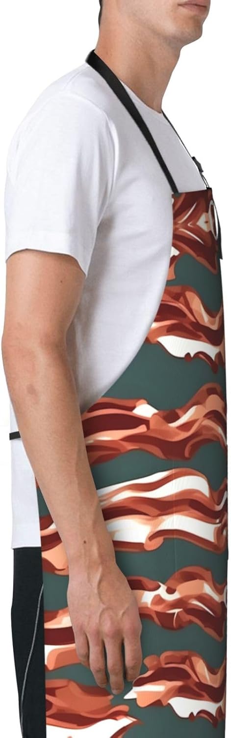 Bacon Pattern Print Laundry apron 28x33 In Waterproof Kitchen Apron with Pockets for Cooking Baking