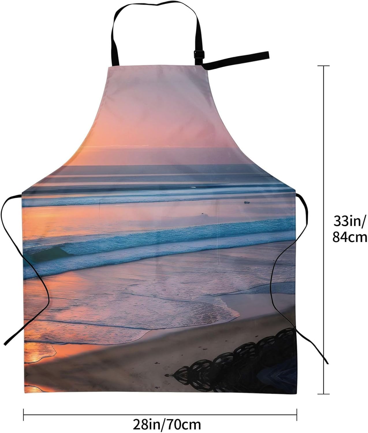 Sunset beach print Waterproof chef's apron with pocket apron for kitchen cooking baking barbecue and gardening