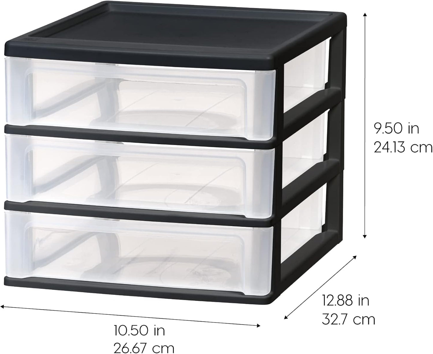 IRIS USA Plastic Stacking Desk Top 3-Drawer Storage Organizer, 2-Pack,