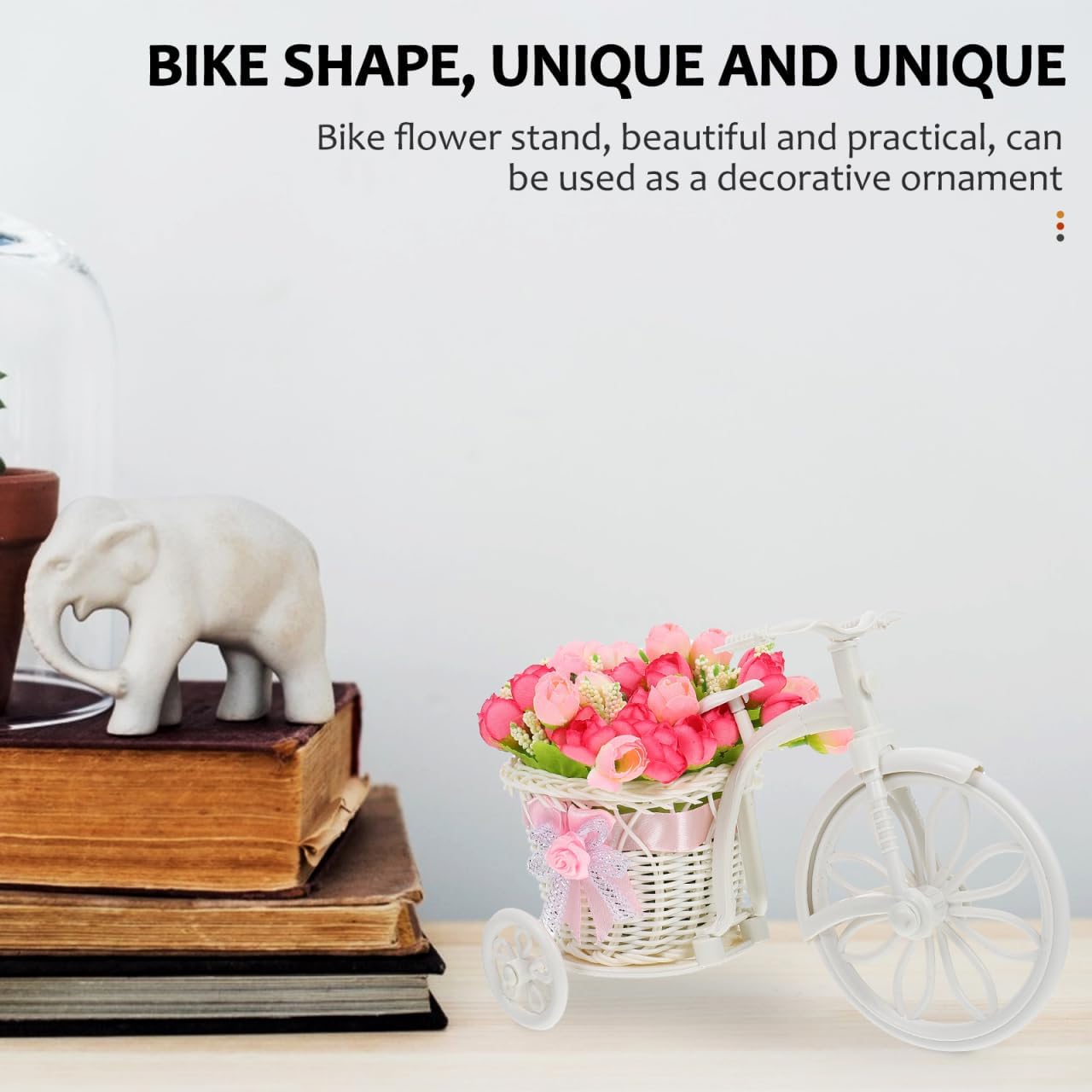 Bicycle Planter Stand 10.2 Inch Outdoor Bike Flower Holder Valentine's Day Flower Stand Decorative Plant Display for Patio Lawn Garden