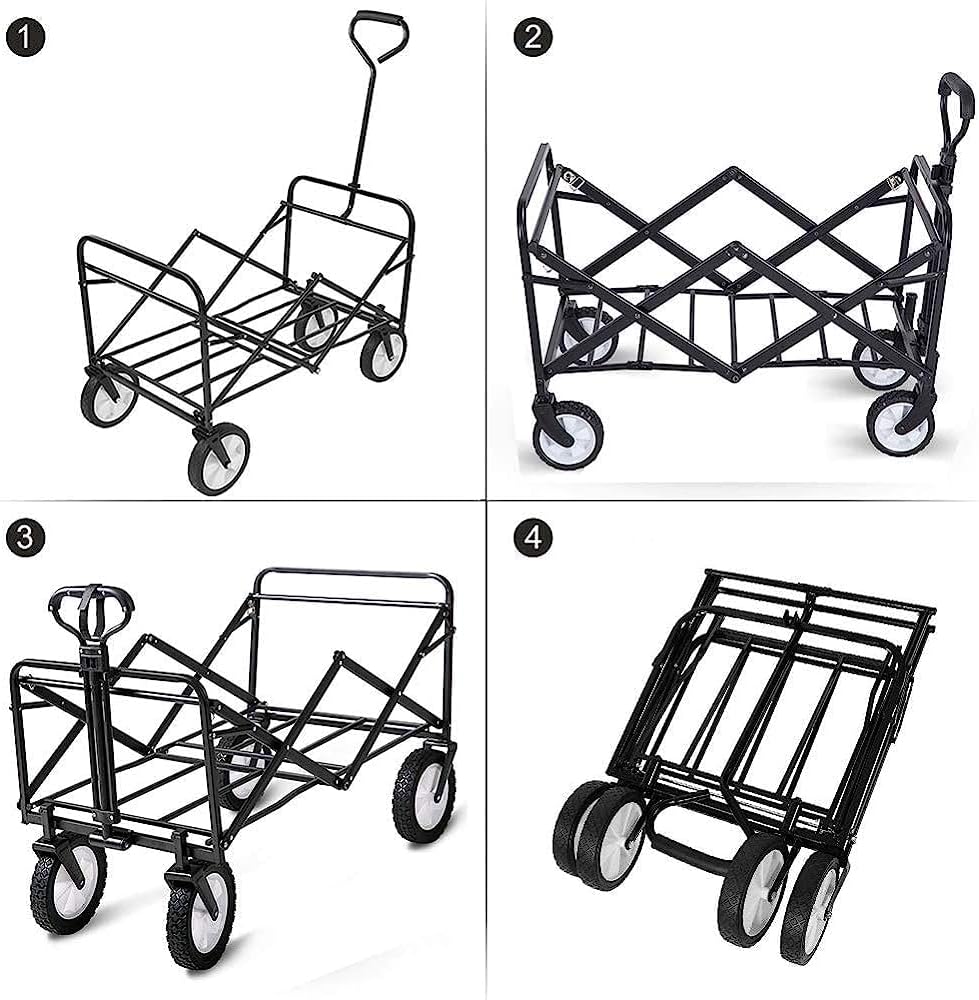 Handcart, Garden Trolley Foldable Cart Heavy Duty Festival Trolley Pull Wagon Truck Transport Cart with Brake Wheels,60 Kg /132 Pounds Capacity/F:Burst