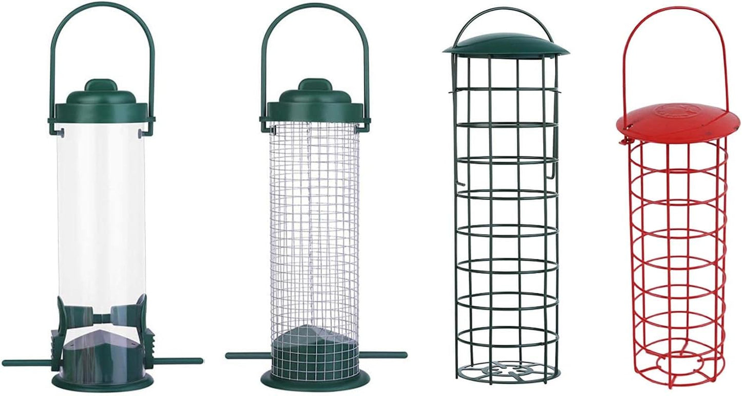 Hanging Wild Bird Feeder with Perch Clear Tube Mesh Suet Metal Bird Feeders for Garden Yard Outdoor