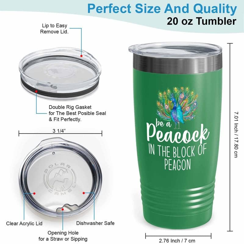 Bird Lover Green Edition Viking Tumbler 20oz - Peacock Block pgeons - 