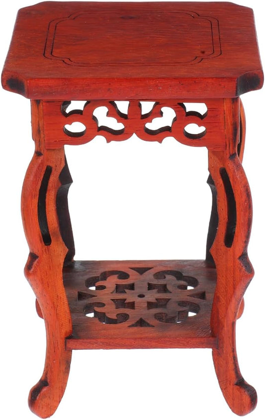 Garneck Wood Plant Stand Unique Design Small Decorative Pedestal Base for Indoor Plants 100% Natural Wood for Home and Garden Decoration