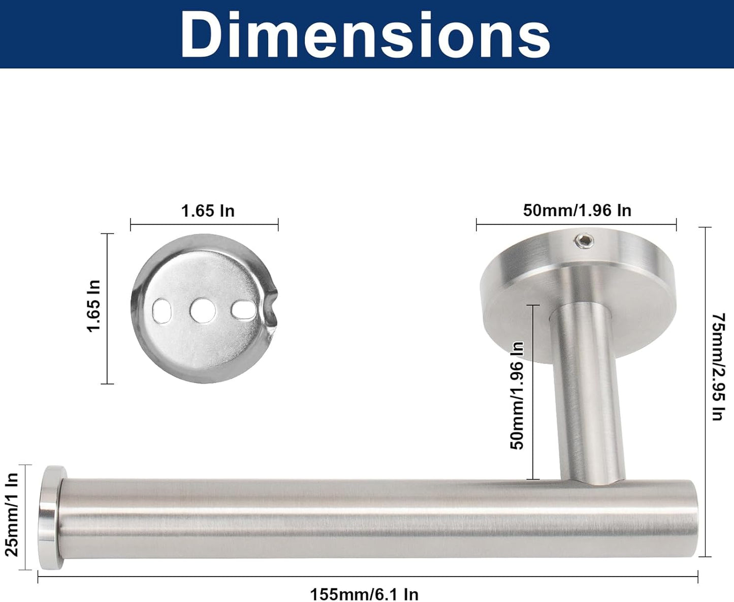 NearMoon Bathroom Toilet Paper Holder, Premium SUS304 Stainless Steel Rustproof Wall Mounted Toilet Roll Holder for Bathroom, Kitchen (1 Pack, Brushed Nickel)