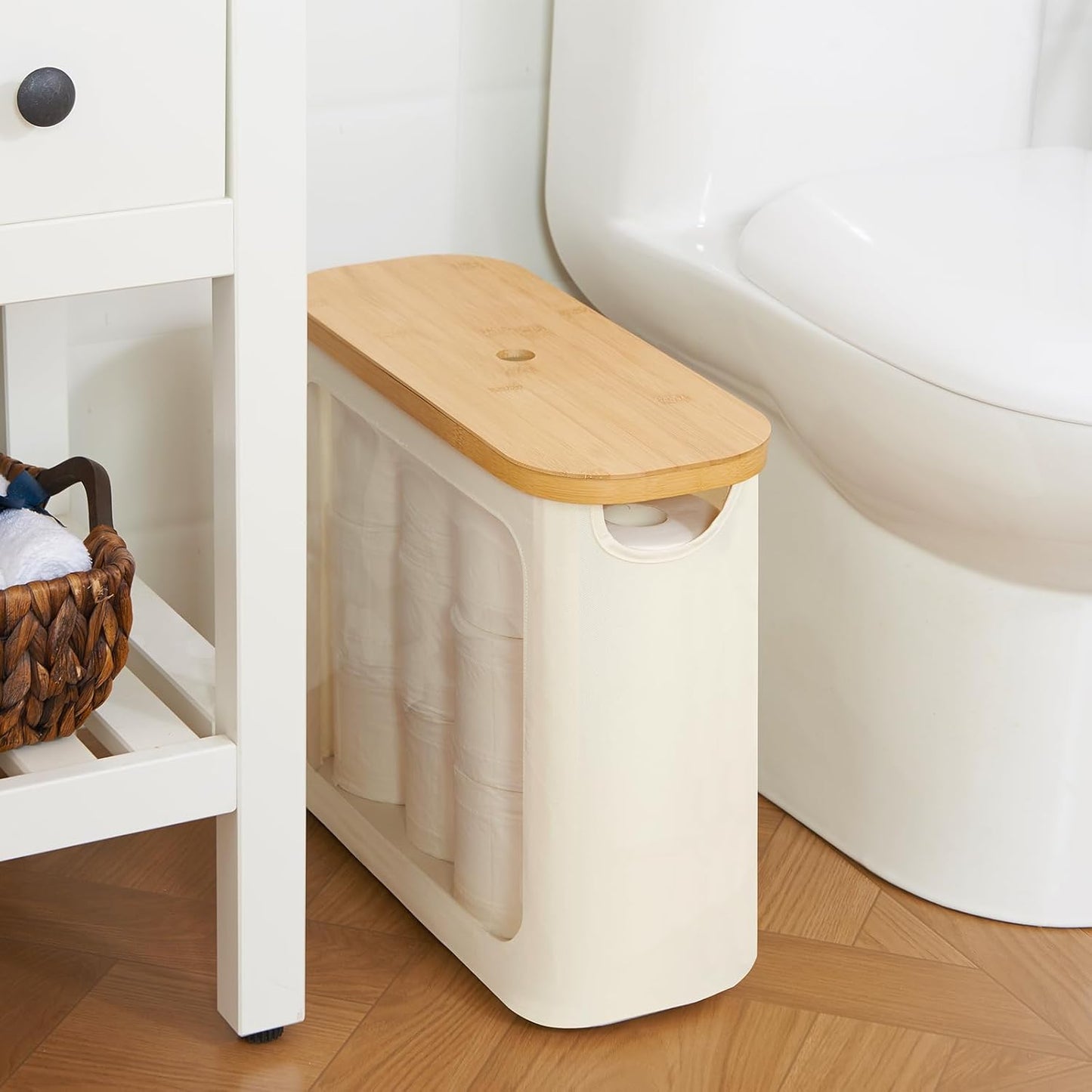 Toilet Paper Storage with Lid, Large Toilet Paper Holder for up to 12 