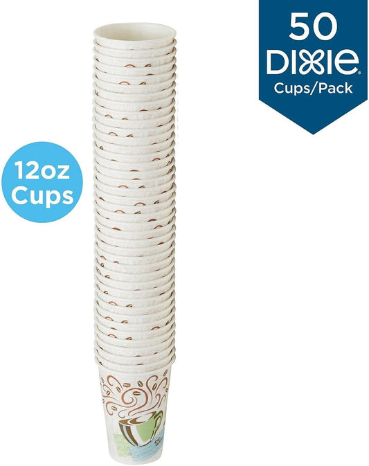 Dixie Hot Cups, Paper, 12oz, Coffee Dreams Design, 50/Pack