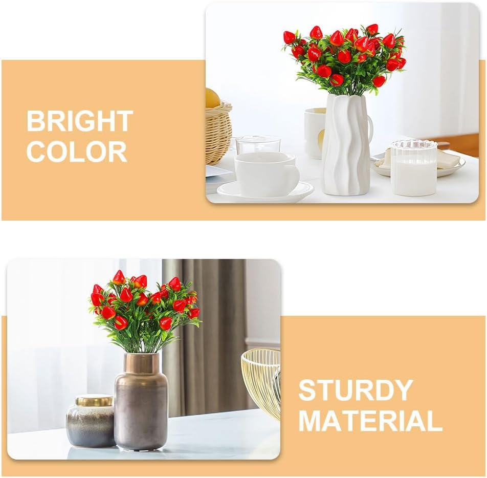 balacoo Realistic Faux Strawberry Bouquet Artificial Strawberry Plants for Home Decor Wedding Party Floral Picks Lifelike Centerpieces 10.62X8.26 Inches