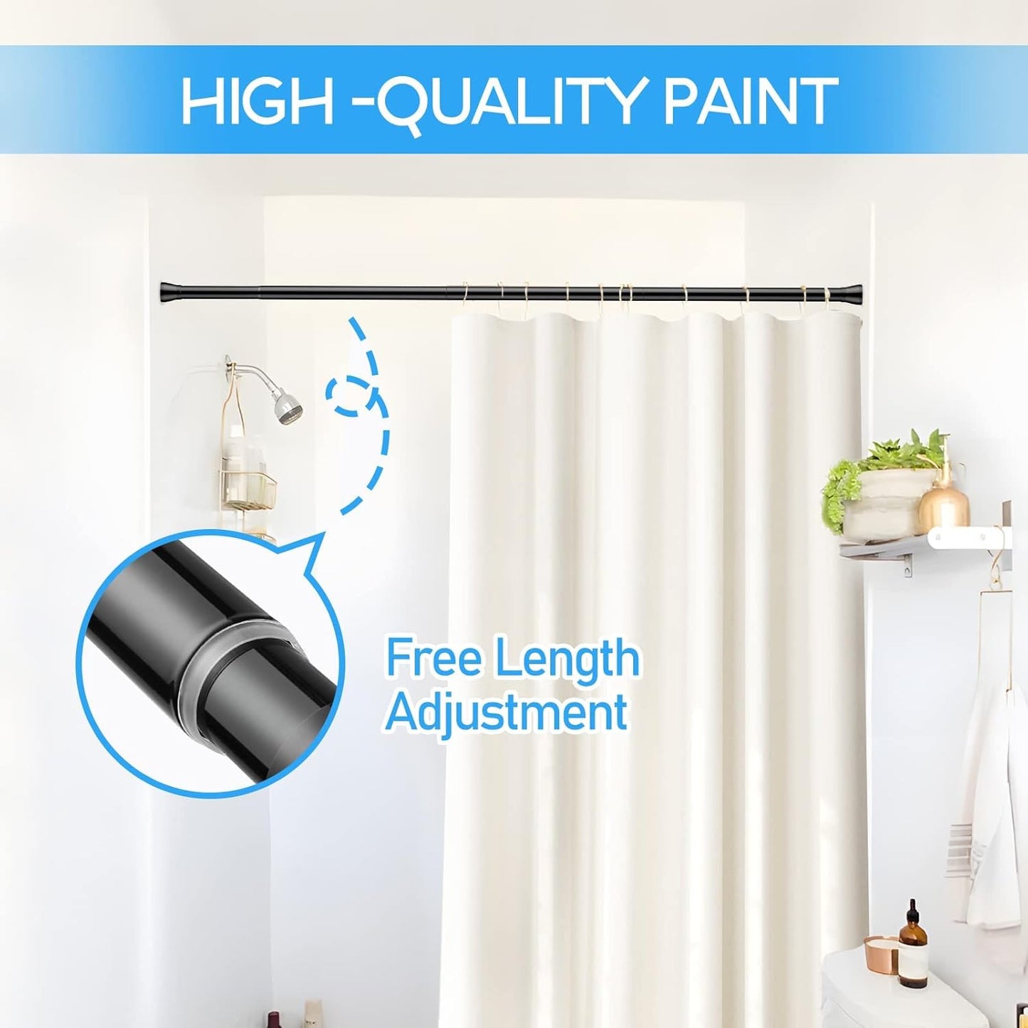 Tension Curtain Rod Black Tension Rod 28 To 48 Inch Spring Curtain Rods Non Slip Tension Rods 1pcs For Windows No Drilling Adjustable Tension Rods of Curtains Window Closet Kitchen Wardrobe