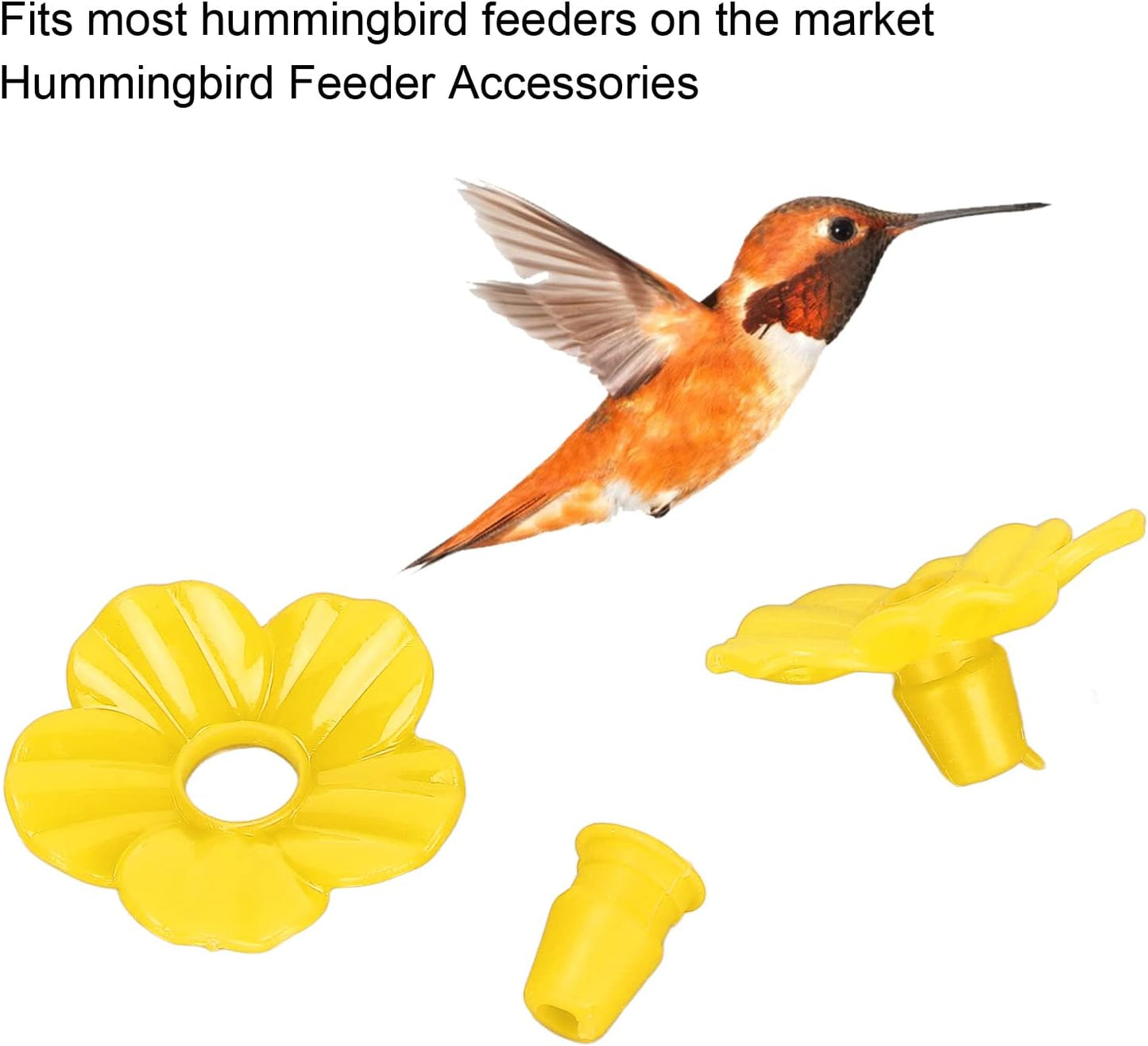 Hummingbird Feeder Flowers, Multicolor Unique Shape Bird Feeder Replacement Flowers for Home Yellow