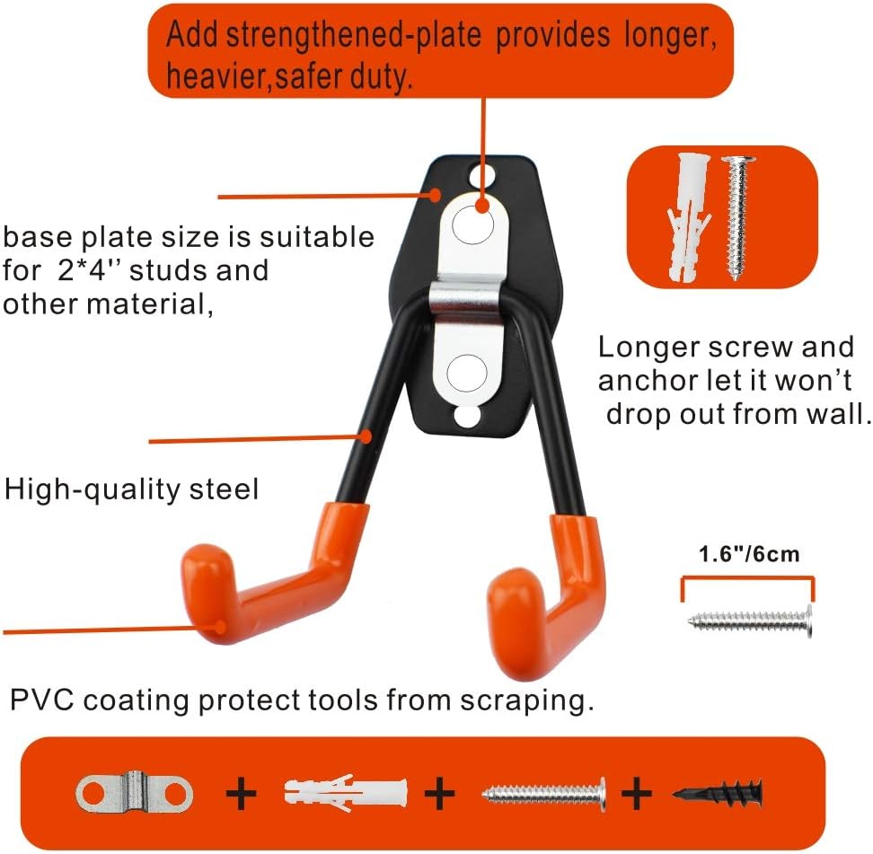 Garage Storage Utility Hooks,Wall Mount&Heavy Duty Garage Hanger & Organizer to Handle Ladder, Hold Chairs,with Premium Steel to Hang Heavy Tools for Up to 55lbs(4Pack*7.5Inch)