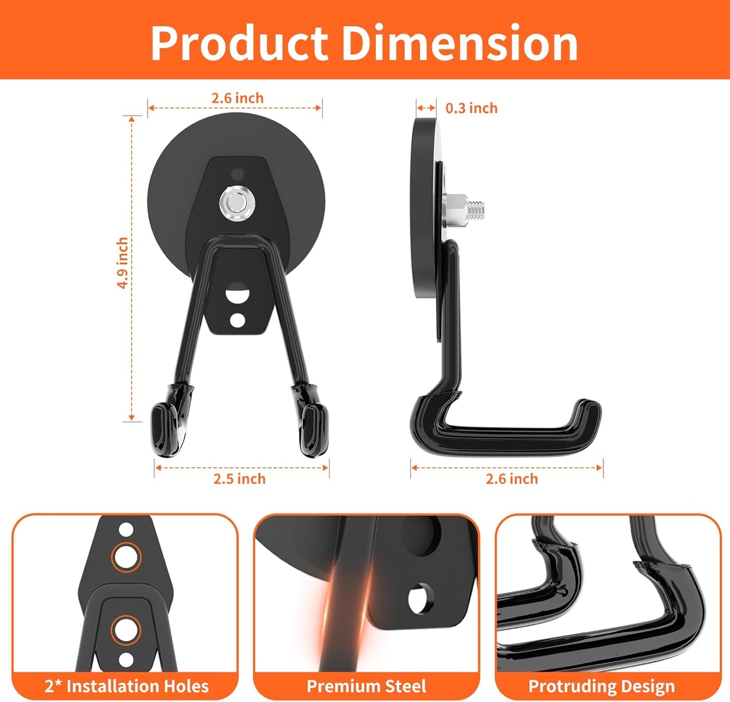 ENUODA Strong Magnetic Hooks Heavy Duty Upgraded Magnets with Hooks Magnetic Garage Hooks for Hanging Shovel, Broom, Wreath, Garden Tool, Toolbox, Shed, Gargae, Locker, 4PCS