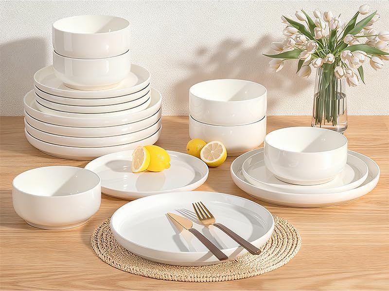Plates and Bowls Sets, Dinnerware Sets for 4, 12 Pieces Scratch Resist