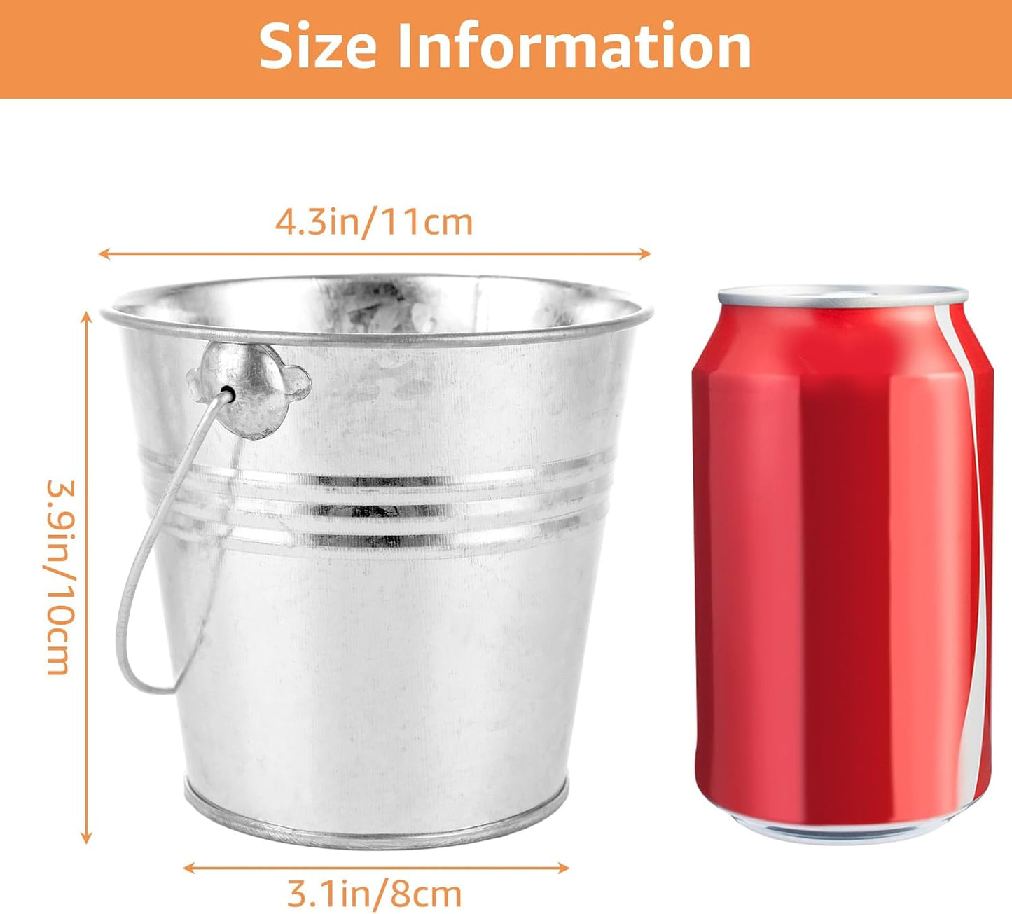 12PCS 4Inch Galvanized Buckets Small Galvanized Metal Buckets with Handles Galvanized Metal Flower Pot Planters Small Metal Ice Pails for Home Decor, Wedding Decorations