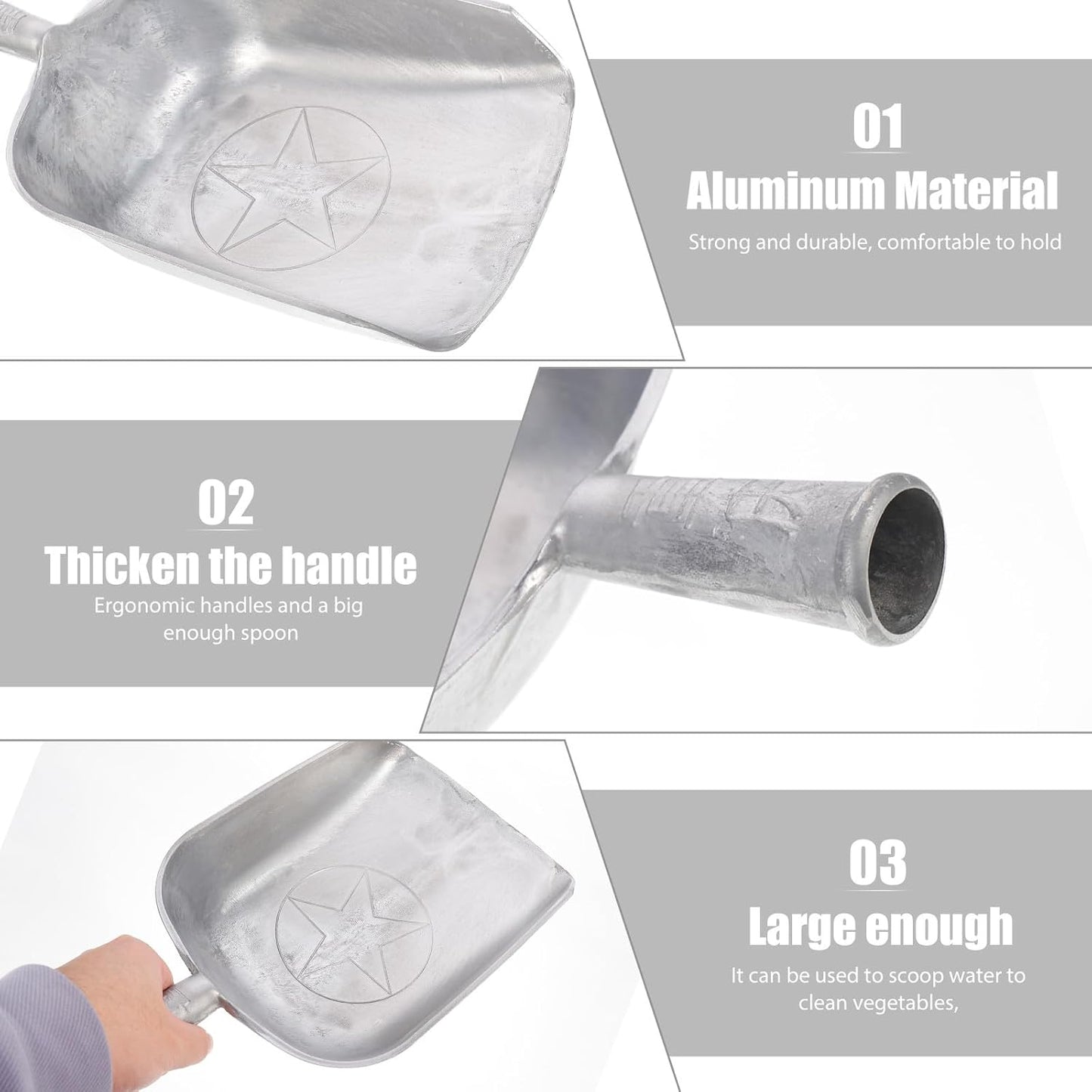 Thickened White Aluminum Water Spoon round Handle, Sturdy Kitchen Wate