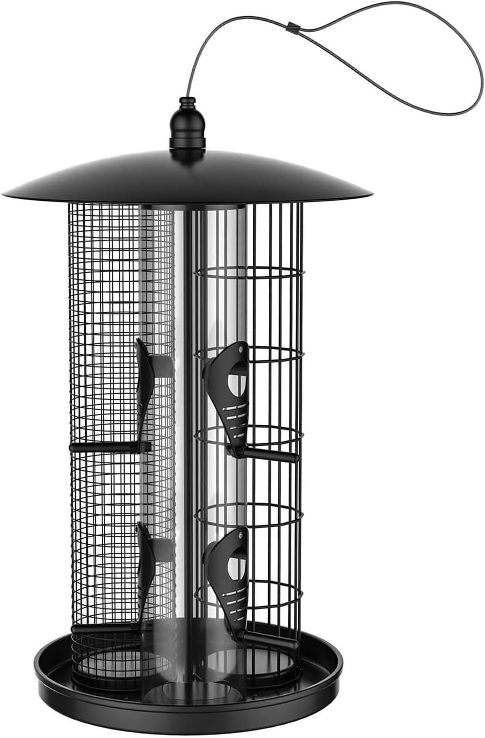 Triple Tube Bird Feeder, 33x24.5x12.6cm Weatherproof Aluminum Alloy Bird Station for Wild Birds, Blue Jays, Finches, Squirrel Proof Feeding