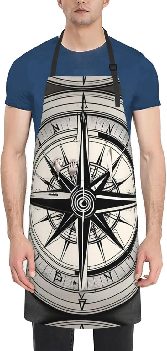 Law of the Compass Navigation 1 print Waterproof chef's apron with pocket apron for kitchen cooking baking barbecue and gardening