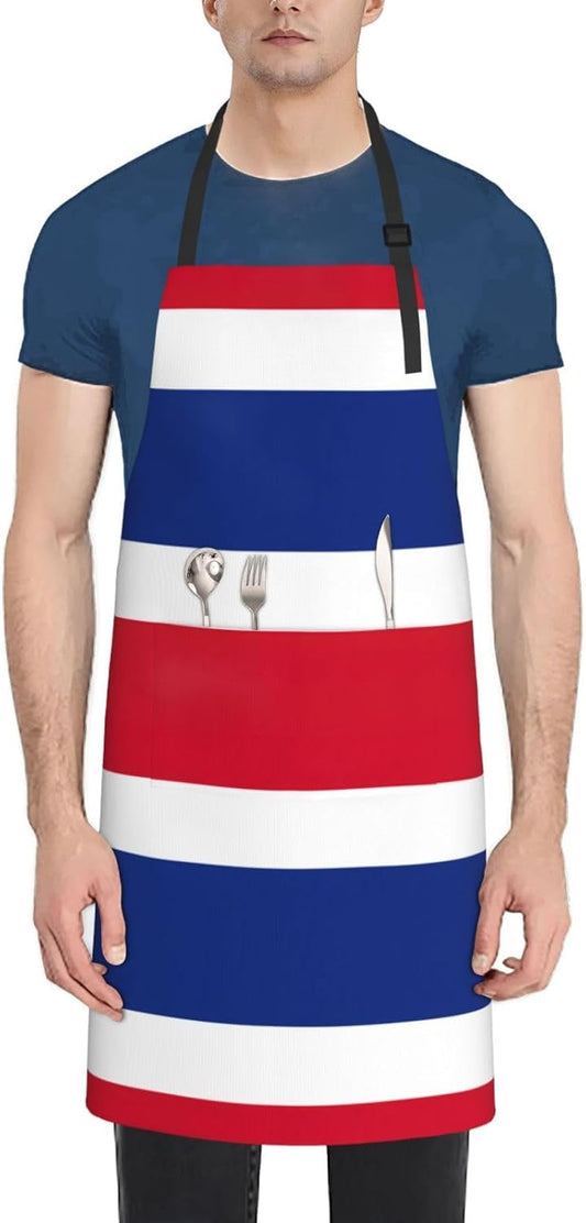 Flag of Costa Rica print Waterproof chef's apron with pocket apron for kitchen cooking baking barbecue and gardening