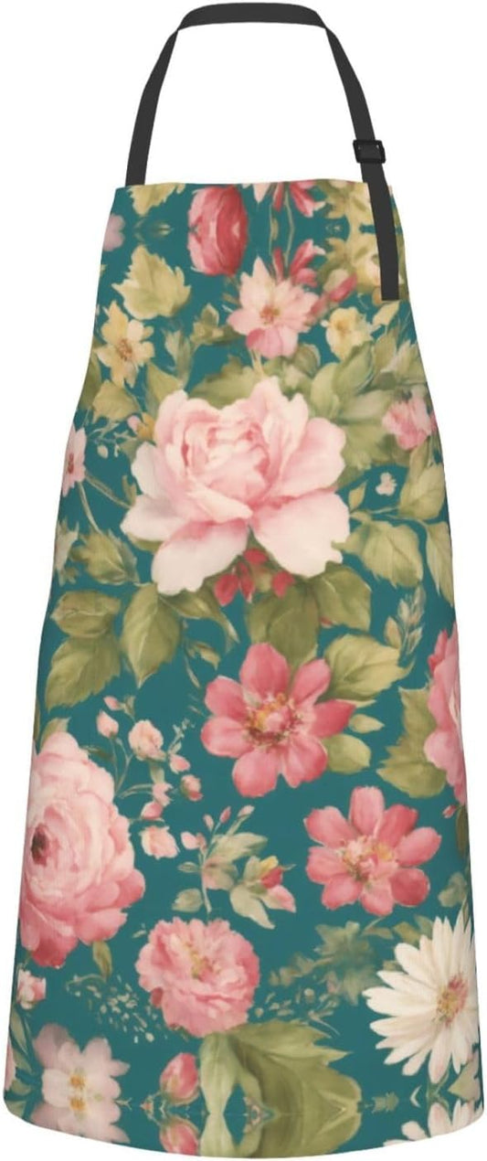Blossom Flower print Waterproof chef's apron with pocket apron for kit
